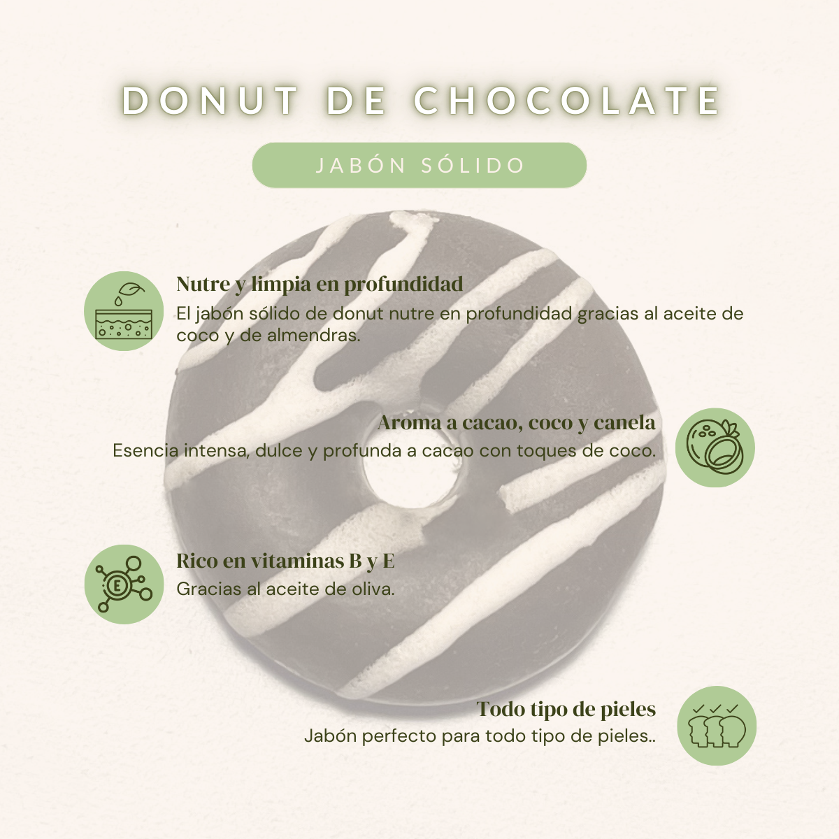 Donut de chocolate: jabón de aceite de oliva y almendras dulces - Imagen 2